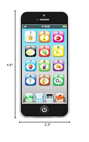 Toy Learning Play Cell Phone with 8 Functions and Dazzling Lights for Toddler Baby Kids 12-18 Months Ages 1-3 Year Old, Black3