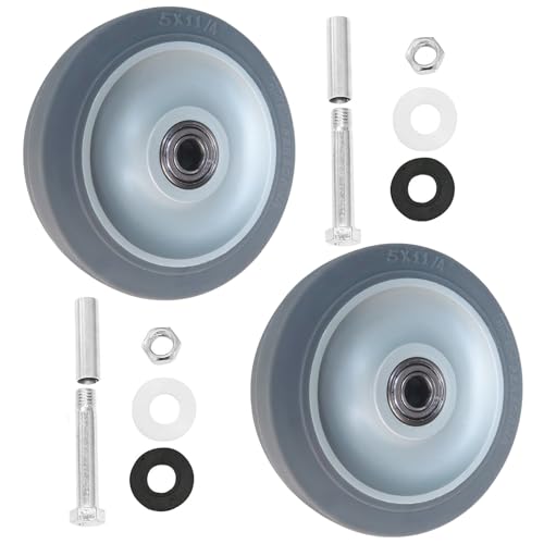 2-Pack Heavy Duty PU Caster Wheels with Bearings – Replacement Plate Mount Wheels for Hand Trucks, Platform Carts, Shelves & Industrial Utility Dollies (grey, 5inch)