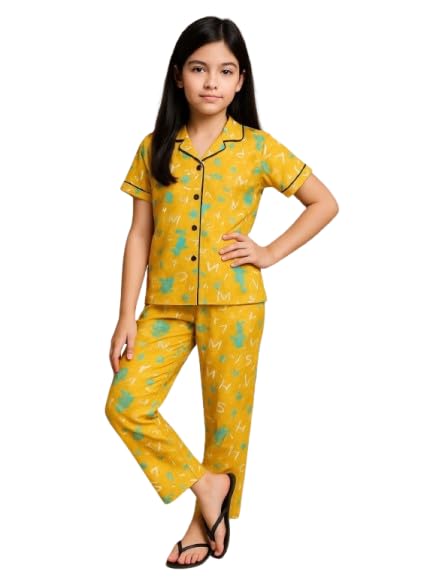 BUTRU Girls Cotton Night Suit Set for Kids | Printed Half Sleeve Shirt & Pajama Set | Soft Comfortable Sleepwear for Girls... - Review, Price and Buying Guide