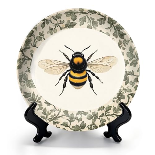 HABEN ARTWORK 8" Ceramic Plates for Display Vintage Rustic Textured