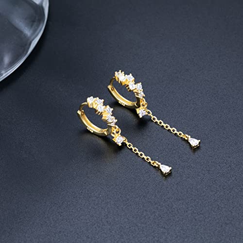 SLUYNZ 925 Sterling Silver CZ Hoop Earrings Dangle for Women Teen Girls Teardrop Huggie Earrings Drop Water Droplets Dangle Earrings Drop4