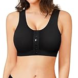 Gotoly Women Post Surgery Front Fastening Sports Bra with Breast Support Full Coverage Compression Bra After Surgery (M, Black)