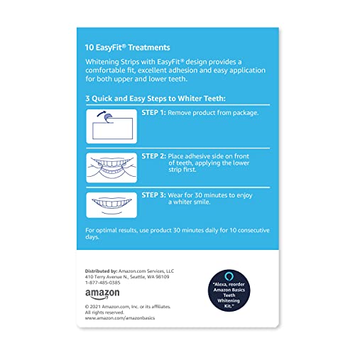 Amazon Basics 10 Day Teeth Whitening Strips Kit, 20 Count (Previously Solimo) #TOP4