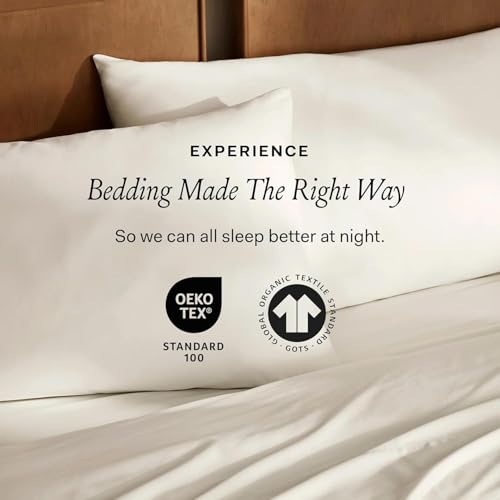 Image of BOLL & BRANCH Signature Hemmed Sheet Set - Split King, Hydrangea - Luxury 100% Organic Cotton - Includes 1 Flat, 2 Fitted, 2 Pillowcases - Buttery Soft