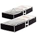 Zober Underbed Storage Bag Flexible Zippered (Pack of 2) Breathable Polypropylene Storage Bags for Blankets Clothes, Shoes, and Linens 18 x 42 x 6 inches - Black