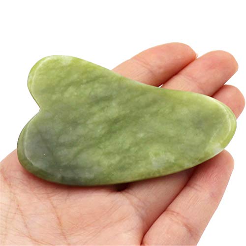Frolahouse - Rodillo de jade para masaje, rodadura de piedra de jade y piezas de jade, gua sha, herramienta de masaje, herramienta de raspado para masaje facial, cuello y cuerpo