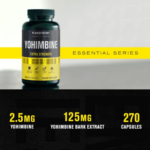 Yohimbine Extra Strength Supplement 2.5Mg, 270 Capsules - Premium Yohimbe Bark Extract Supplement For Experienced Users - Body Recomposition, Energy & More - Zero Fillers - 270 Veggie Capsule Pills #TOP5