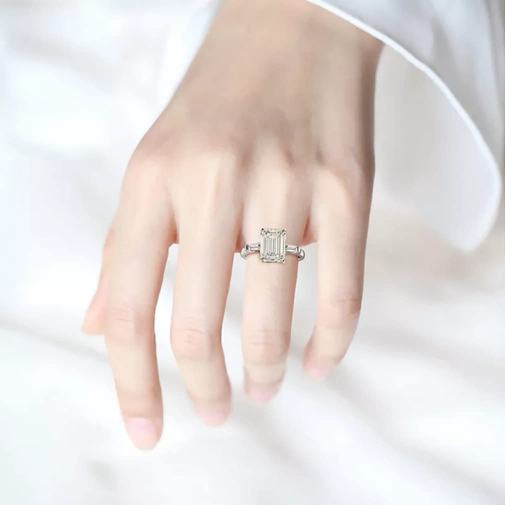 TUMMTY 925 Sterling Silber Smaragdschliff Moissanite Edelstein Hochzeit Engagement Diamanten Ring Schmuck Geschenke