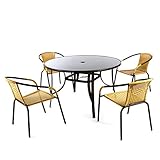 [page_title]-Nexos Bistroset 5tlg beige Sitzgruppe Gartengarnitur Poly Rattan Gartenmöbel 5er Set