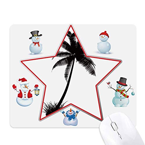 Tapis de souris noir au motif de bonhomme de neige et étoile lumineuse