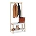Relaxdays Appendiabiti con Scaffale per Scarpe con 4 Ganci in Bambù e MDF, HxLxP: 150x70,5x30 cm, Legno Naturale-Bianco
