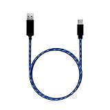 Micro USB Cable, Earfly Visible Flowing Android Charging Cable&USB Charging Cables Micro 3 ft Work with Galaxy and other Android Devices( Black+ Blue)