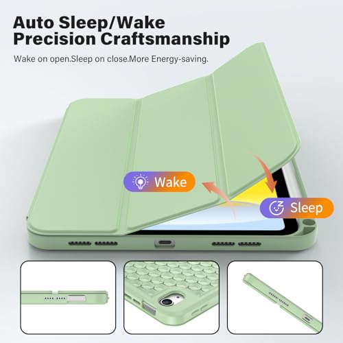 Image of ProElite Smart Flip Case Cover for Apple iPad (A16) 11th /10th Generation (2025 /2022) [with Pencil Holder] [Honey Comb Series] - Matcha Green