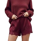 Amiblvowa Women Satin Silk Lace Shorts Low Rise Micro Mini Shorts Coquette Lounge Half Slip Pj Bottoms French Knickers