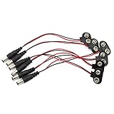 DGZZI 6PCS 9V Battery Clip with 2.1mm X 5.5mm Male DC Plug And 15cm Lead Wire 9V Battery Button for...