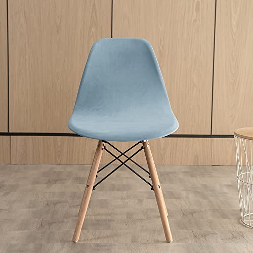 Highdi Housses de Chaise de Salle à Manger Scandinaves, Housse de Chaise en Velours Extensible Luxe, Couverture de Chaise sans Accoudoirs pour Cuisine, Salon, Bureau (Bleu Clair,1 Piece) Cover