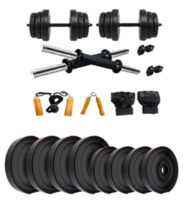 LAVENIR Fitness 16KG (4 * 3kg + 4 * 1kg) PVC Plates + 2 Dumbbell Rods + 1 Pair Leather Gloves + 1 Skipping Rope + 1 Hand Grip - Adjustable Dumbbell Set (B085HBBZRC) Amazon Price History, Amazon Price Tracker