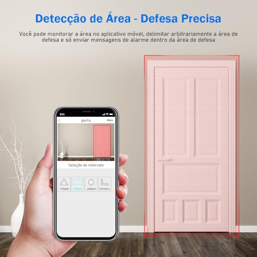 Camera de Segurança Wifi, Camera Inteligente Sem Fio para Interior, Visão Noturna Infravermelha, Cha