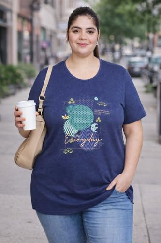 Image of In Love Women's Plus Size Longline T-Shirt with Side Pocket, 3 /4 Sleeve, Crew Neck