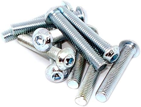 M8 (8mm x 60mm) Hex Socket Button Machine Screw (Bolt) - Black Steel (Pack of 10)