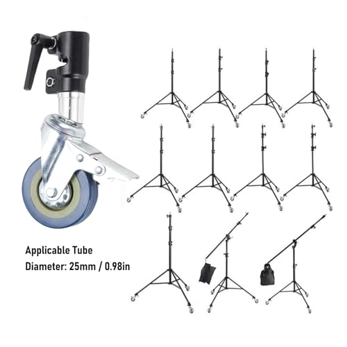 Image of 3pcs Photography Light Wheels Metal Photography Light Stand Casters Photography Light Stand Swivel Casters for 25mm Studio Video Equipment