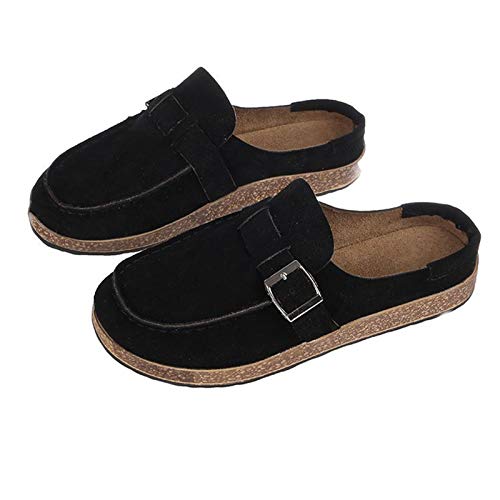 Zapatos De Mujer, Mocasines Sin Cordones De Gamuza De Mujer De Moda, Mulas Confortables, Zapatos Planos Antideslizantes De Tacón Bajo Negro 43 Cover