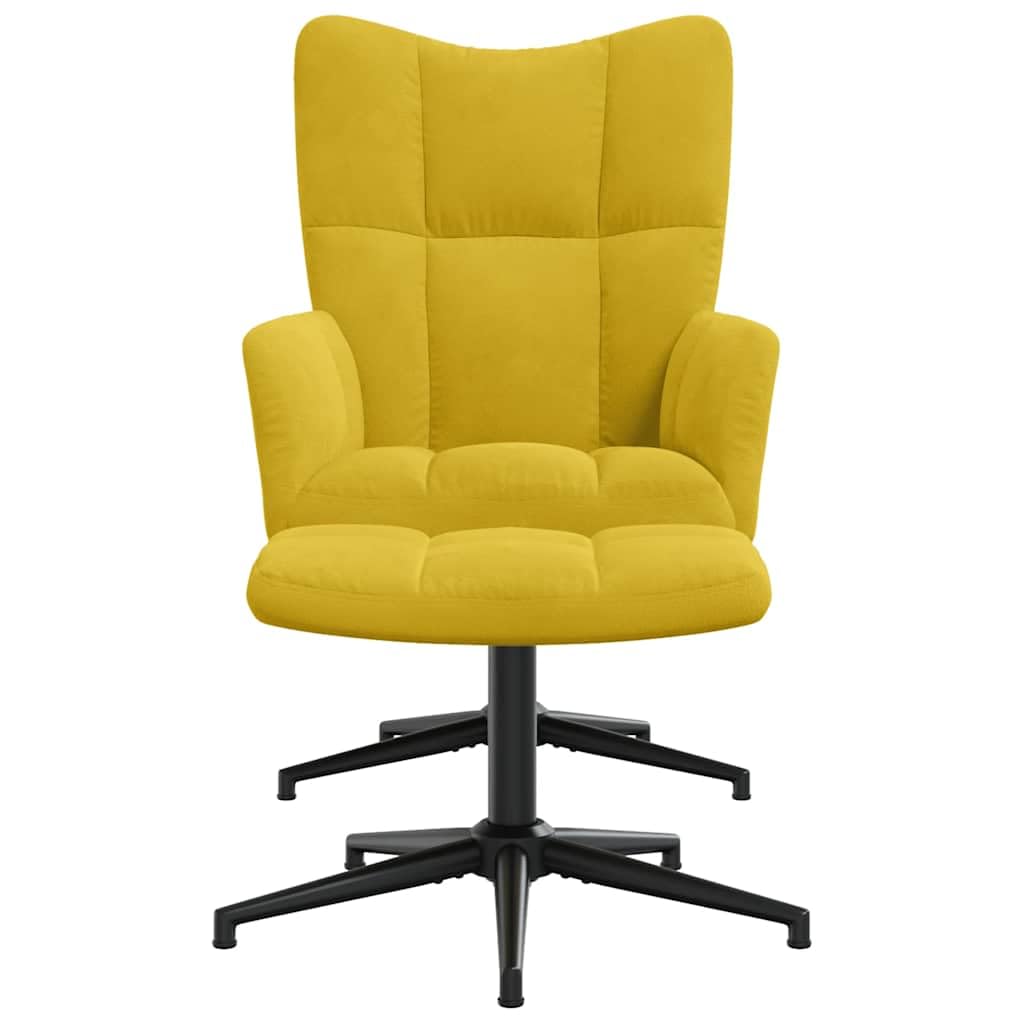 vidaXL Relaxsessel mit Hocker Drehbar Fernsehsessel Polsterstuhl Polstersessel Relaxstuhl Sessel Ohrensessel Armsessel Wohnzimmer Senfgelb Samt