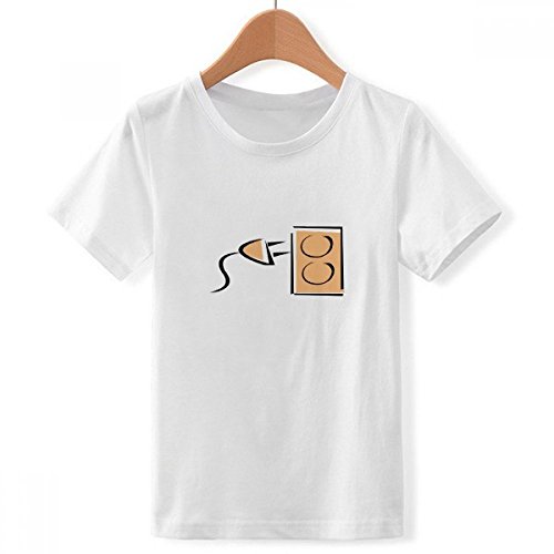 T-shirt pour les garçon médium blanc imprimé câble de charge haut en coton imprimé multicolore