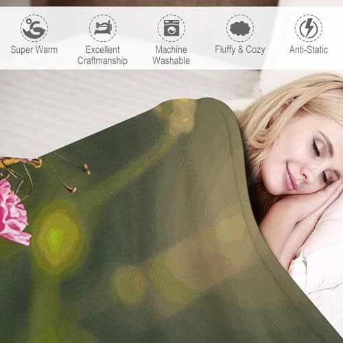 Couverture super douce pour lit couverture légère canapé imprimé fleuri