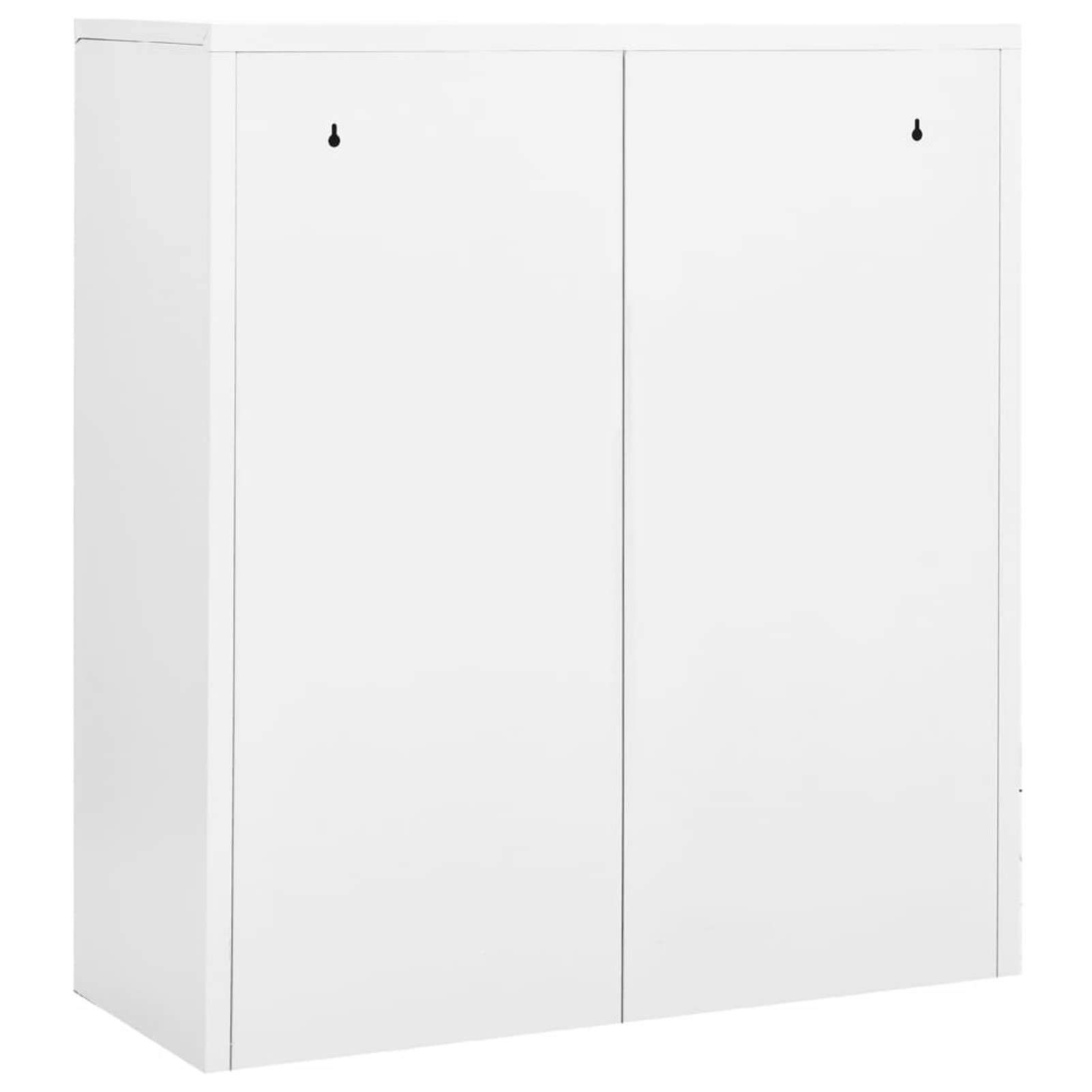 IKAYAA Armario de oficina de acero con 3 cajones, 90 x 40 x 102 cm, con llaves, 2 puertas, color blanco