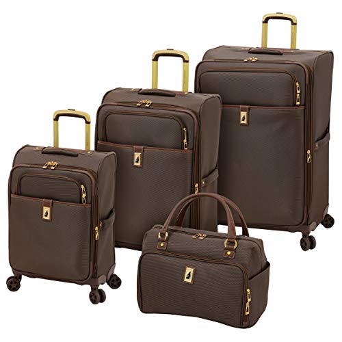 LONDON FOG Kensington II Softside Expandable Spinner Luggage, Bronze, 4 Piece Set