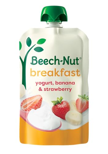 Beech-Nut Toddler Food Breakfast Pouches Yogurt Banana & Strawberry Puree 3.5 oz (12 Pack)