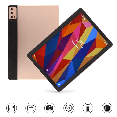Image of Gaming Tablet Tablet Portable 2.4G 5GWiFi 8GB RAM 256GB ROM 1920x1200 5MP 13MP Octa Core 5800mAh Rechargeable Golden Tablet 100 to 240V Portable Tablet 10.1in Tablet 8GB RAM (US Plug) gaming pc