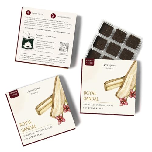 Image of Royal Sandal Incense Bricks (3 x 9 Bricks) Refill Pack by Aromafume | Made with Sandal Flower & Sandalwood | Ideal for Prayer and Rituals | Natural, Low Smoke, Non Toxic Incense Bricks