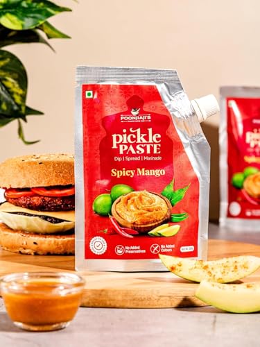 Image of POONJIAJI'S Chutney 200g x 3 | Ready-to-Eat Sweet & Sour Tangy Sauce | Perfect Indian Condiment for Snacks, Samosas & Chaat | No Preservatives (Raw Mango Pickle Chutney)