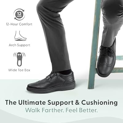 Orthofeet Men's Orthopedic Moreno Water-Repellent Leather Wingtip Oxford