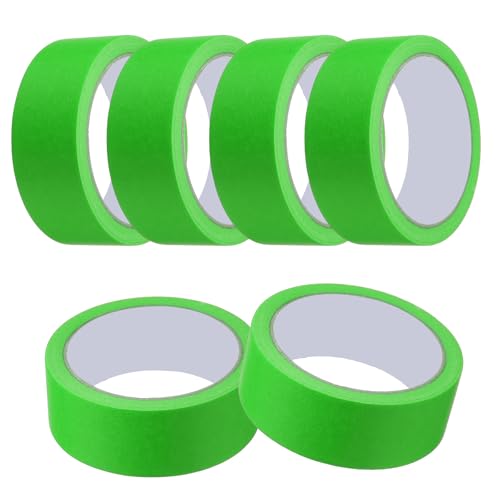 Image of MECCANIXITY Masking Tape 1.4 Inch x 21 Yard Painter's Tape Green Paint Tapes for DIY Crafts Arts Drawing Decoration Labeling Car Painting Artist Teachers, Pack of 6