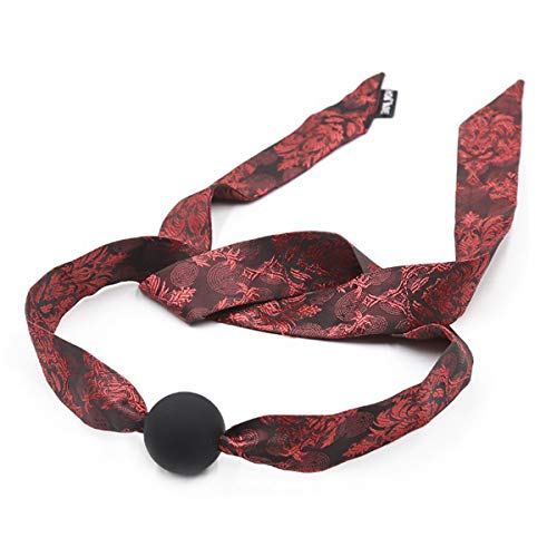 Image of Silicone Open Mouth Ball Gag with Jacquard Ribbon for Men Women