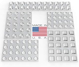 Clear Adhesive Bumper Pads 106-PC Pack (Round, Spherical, Square) - Made in USA - Rubber Feet Buffer Pads for Cupboard, Cabinet Doors, Drawers, Glass Tops, Picture Frames, Cutting Boards