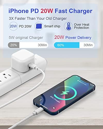 iPhone 20W USB C Fast Charger, iPhone Fast Charger Plug fast Charger Power and 1M iPhone USB C Charger Cable Compatible with iPhone 13 12 11 Pro Max Mini X XR Xs/X/8 Plus/iPad
