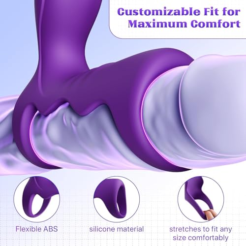Image of Vibrating Cock Ring Sex Toys for Men - MOOLIGIRL Penis Ring Vibrator with 10 Vibrations, Adult Male Sex Toy for Longer Harder Stronger, Double Penis Vibrators, Couples Mens Male Adult Sex Toys & Games