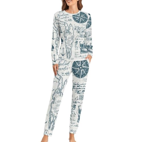 Ensemble pyjama femme boussole manches longues pour ne plus avoir froid la nuit