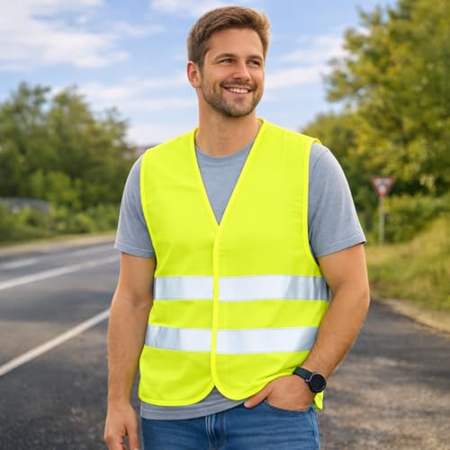 First Aid Only Warnweste Gelb | Sicherheitsweste für Auto & Fahrrad nach EN ISO 20471:2013 | Reflektierende Weste für Erwachsene, Einheitsgröße, geprüft und Zertifiziert, waschbar | P-91911 00