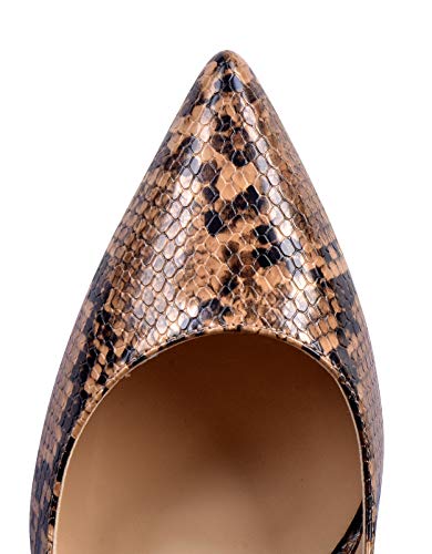 Mettesally Women's High Heel Pumps Pointed Closed Toe Stilettos Heels Slip On Comfortable Evening Party Shoes Snakeskin Us Size 8 #TOP5