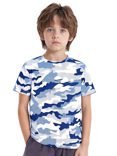 Boys Moisture-Wicking Sport Tops Kids Short Sleeve Camouflage Athletic T-Shirt Activewear Tees - Main Image