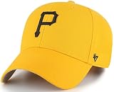 47 Brand MLB Alternate Color Primary Logo MVP Adjustable Structure Baseball Cap Hat, Adult One Size Fits All - Pittsburgh Pirates Yellow