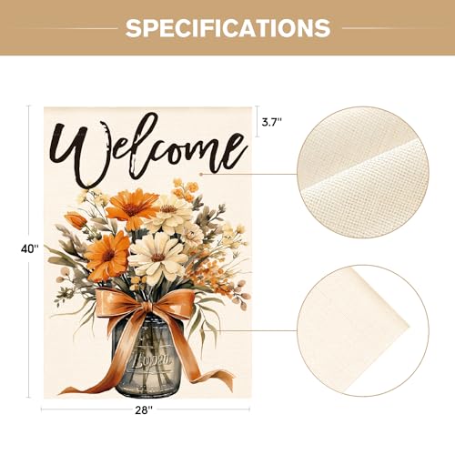 Drapeau automne fleurs grand format double face pour décoration extérieure de cour - 6