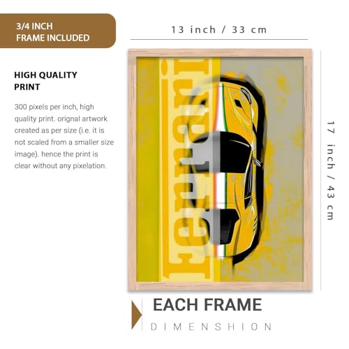 Image of kotart Big Sports Cars Framed Posters Gift Items for Boys Room Wall Decoration Bedroom Living Room Office Studio Decor | Car Poster Frame for Wall Decor Set Of 3 Size (13 X 17 inch)