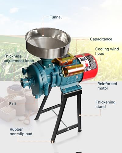 Image of NAIZEA Electric Grain Mill Grinder Corn Grinder, 3000W 110V Commercial Flour Mill Machine with Funnel, Feed Grinders for Corn, Wheat, Rice, Cereals,Molino de Maiz Electrico (Dry Grinders)