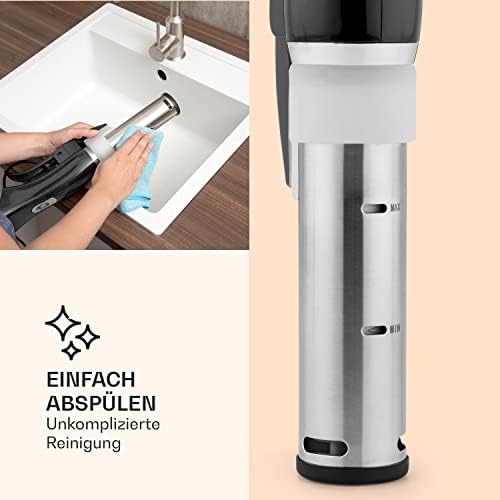 Bild 5 - Klarstein Quickstick- Sous-Vide Garer, Präzisionskochtopf, Schongarer, 1300 Watt, Timerfunktion, 3D Circulating, 0-95 °C, LCD Touch-Display, wasserdicht, bis 20 Liter, schwarz